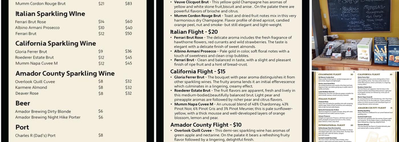 Simply Bubbles Menu