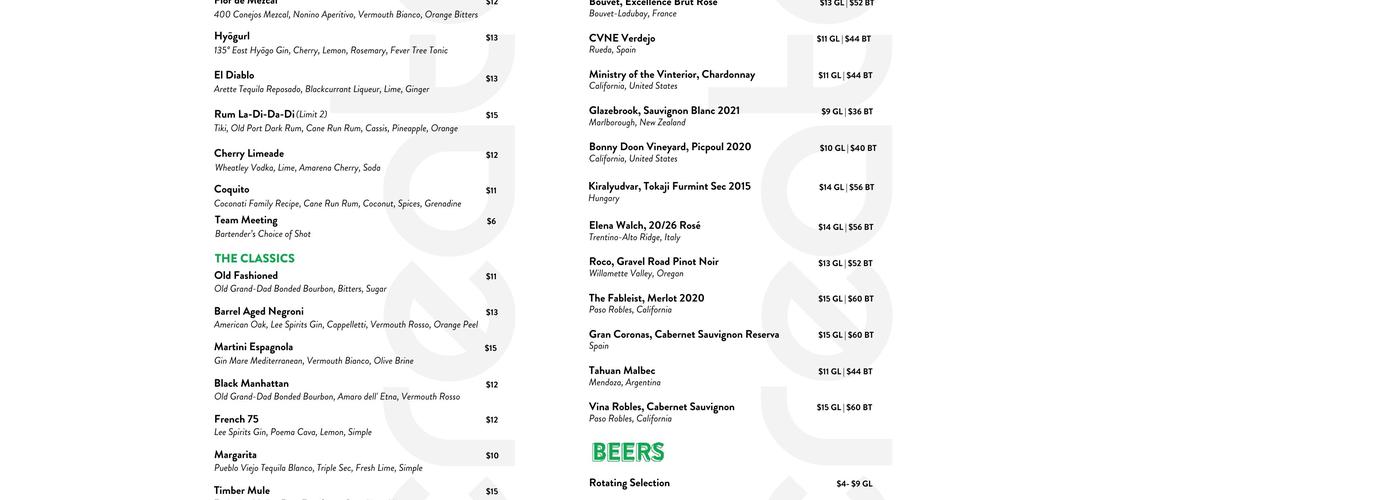 Create Kitchen & Bar Menu