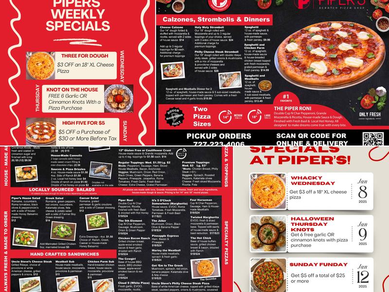 Piper's Scratch Pizza Shop Menu