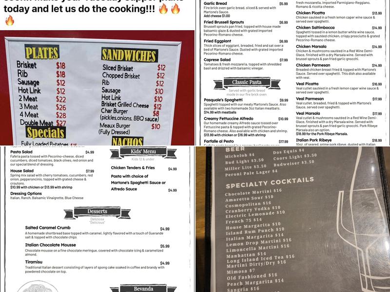 Martone's Italian Restaurant Menu