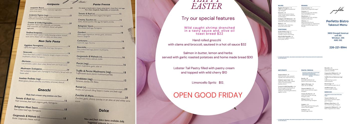 Perfetto Bistro Bottega Menu