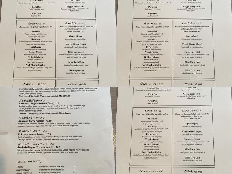 Samurai Papa Menu