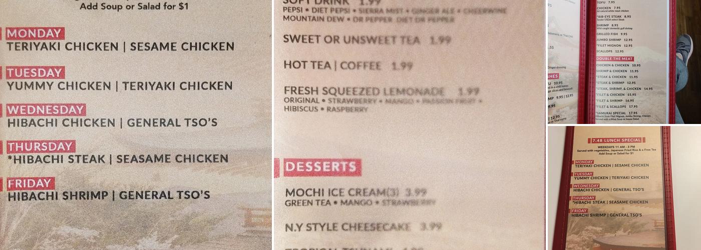 Chopsticks Japanese restaurant Menu