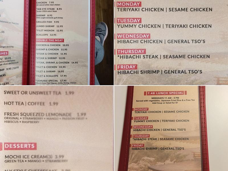 Chopsticks Japanese restaurant Menu