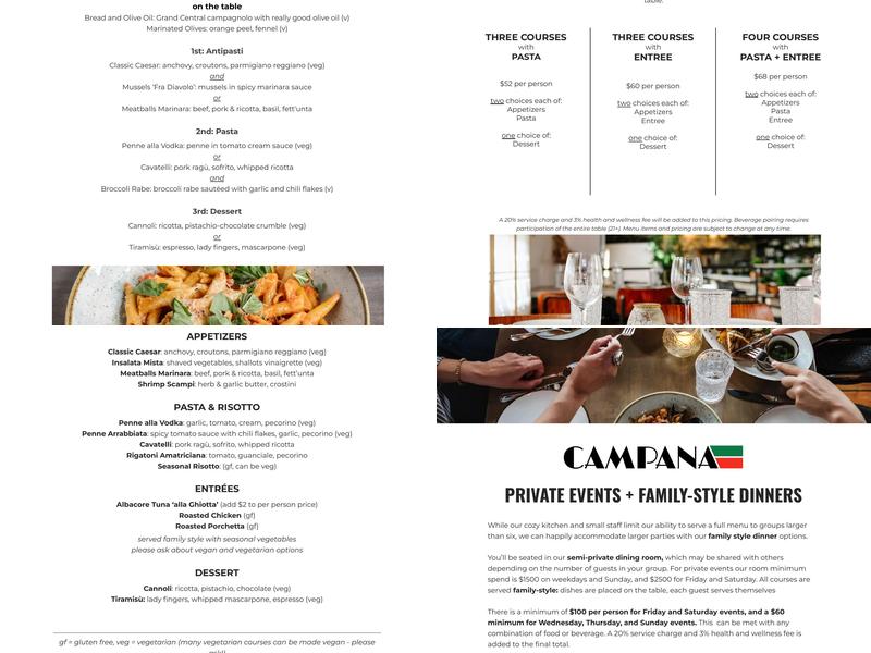 Campana Menu