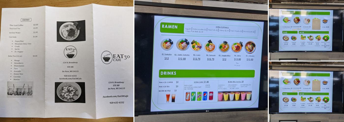 Eat30 Cafe Menu