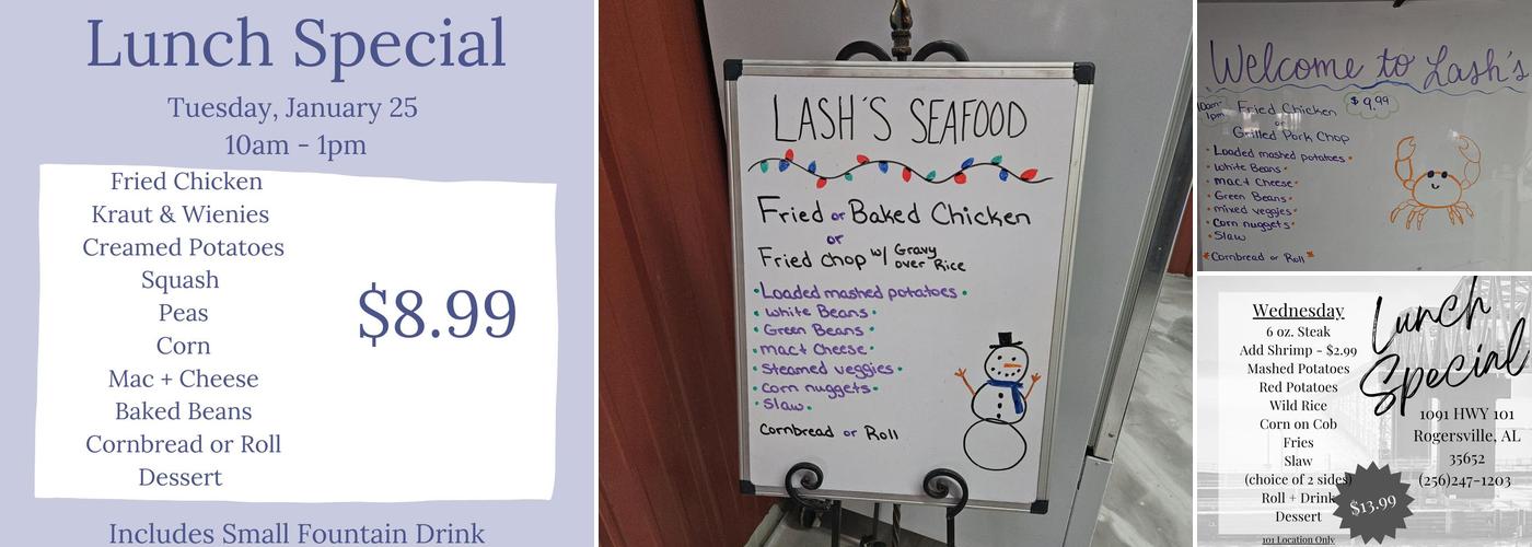 Lash Seafood Menu