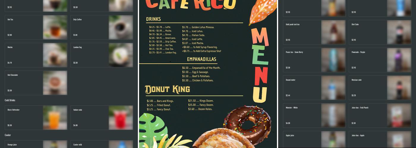 Cafe Rico x Donut King Menu