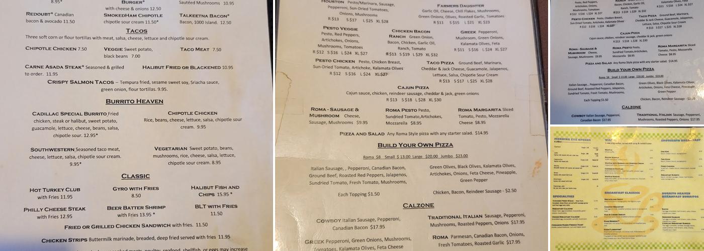 Cadillac Cafe Menu