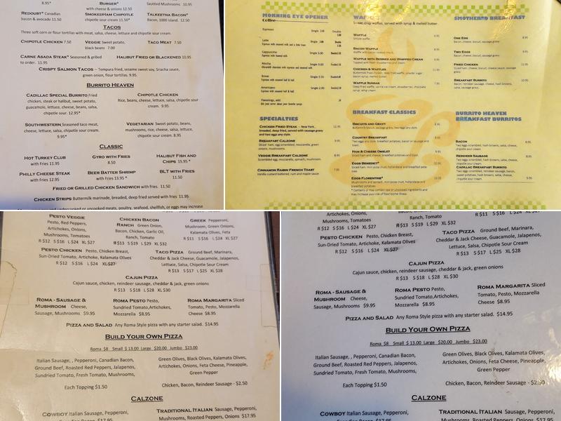 Cadillac Cafe Menu