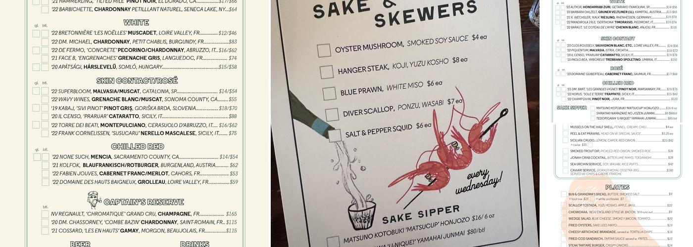 Found Oyster Menu