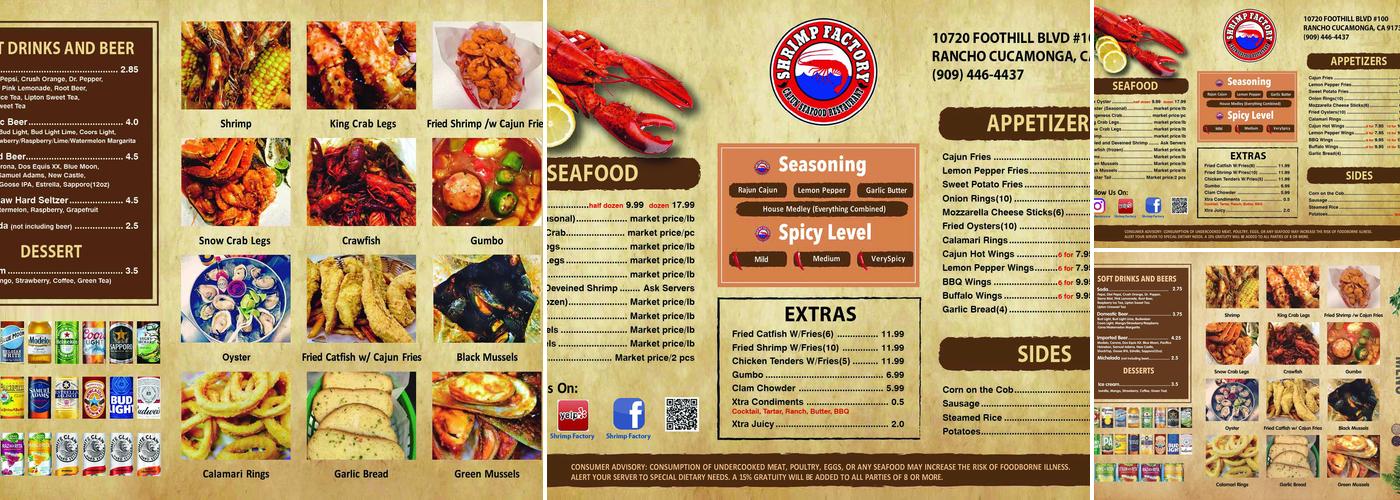 Shrimp Factory Menu