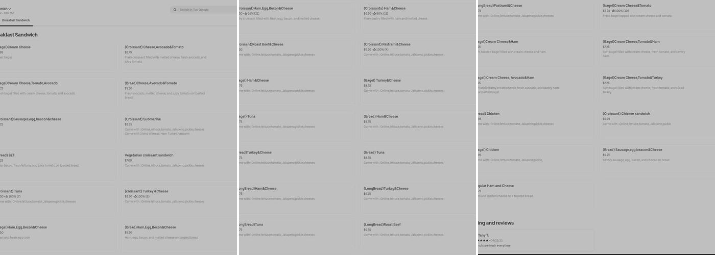 Top Donuts Menu