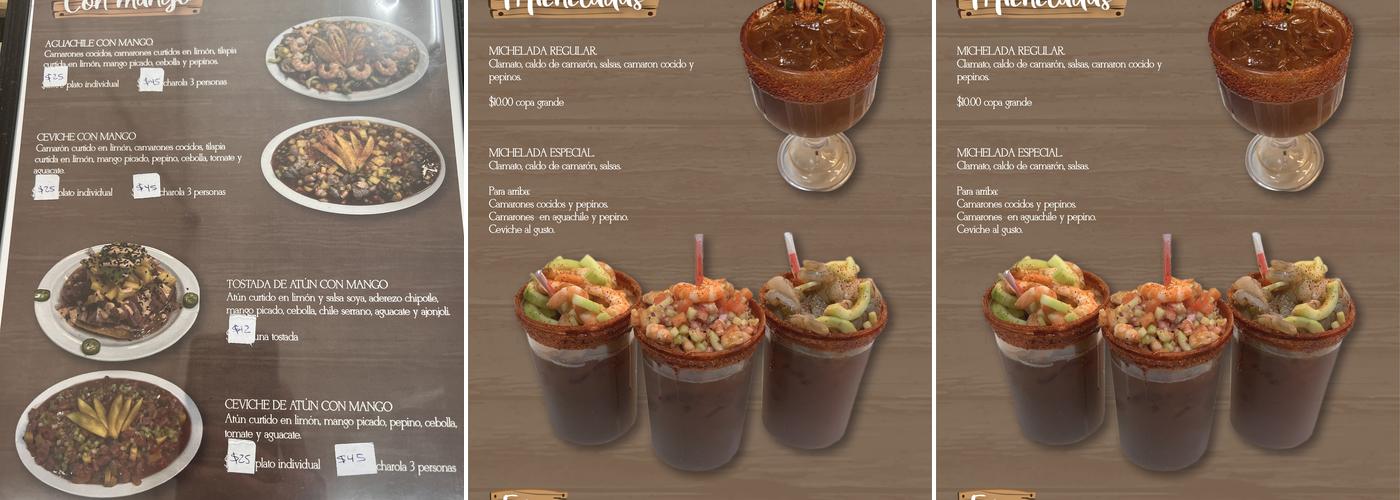 Mariscos las charolas Menu