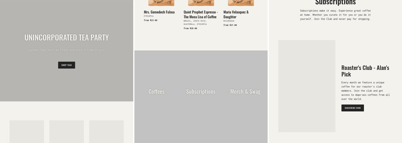 Unincorporated Coffee Roasters Menu