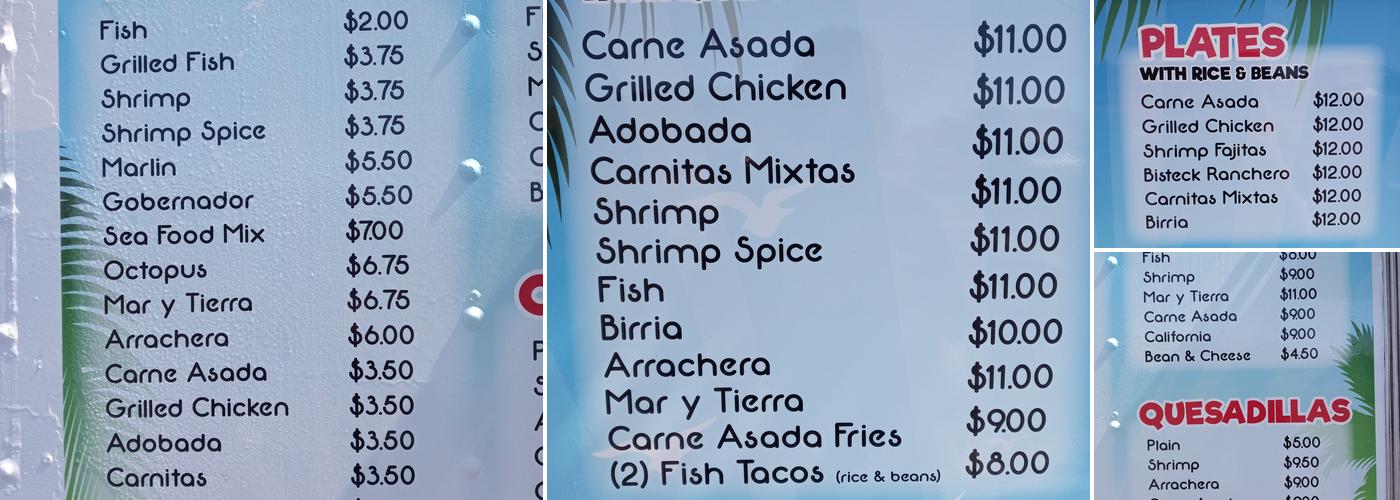 Mariscos El Tiburon - Lunch Wagon Menu