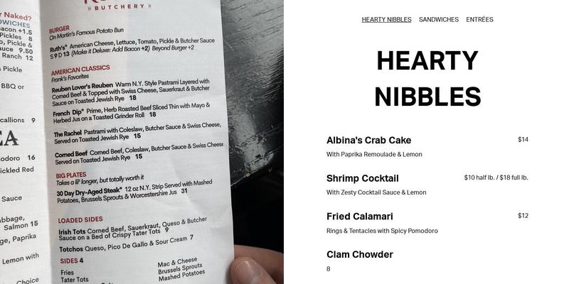 Albina by the Sea Menu