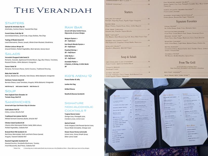 Verandah Raw Bar Menu