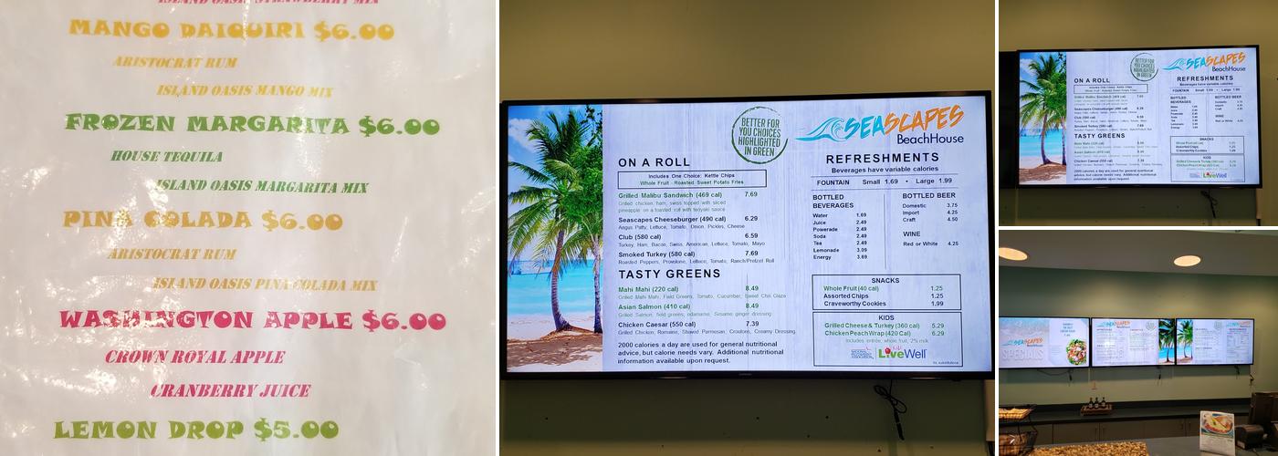 SeaScapes Beach House Menu