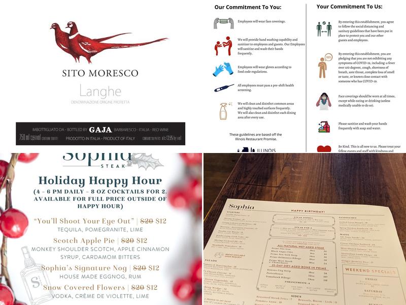 Sophia Steak Wilmette Menu