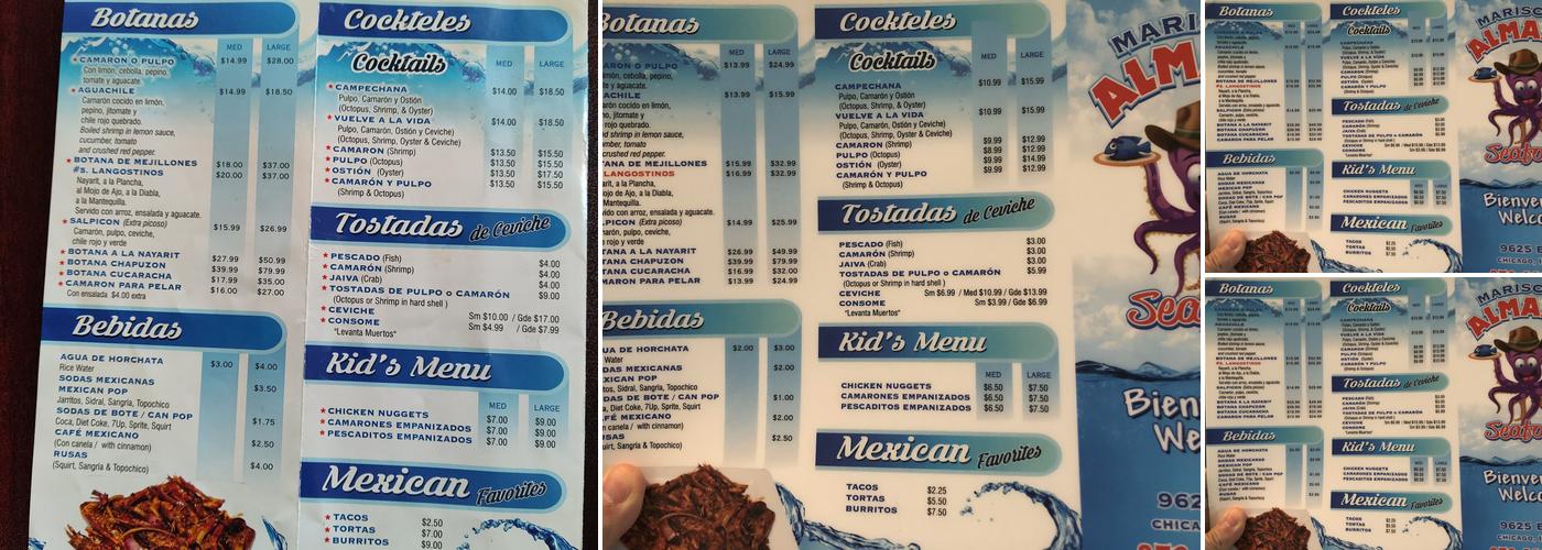 Mariscos Almada Menu