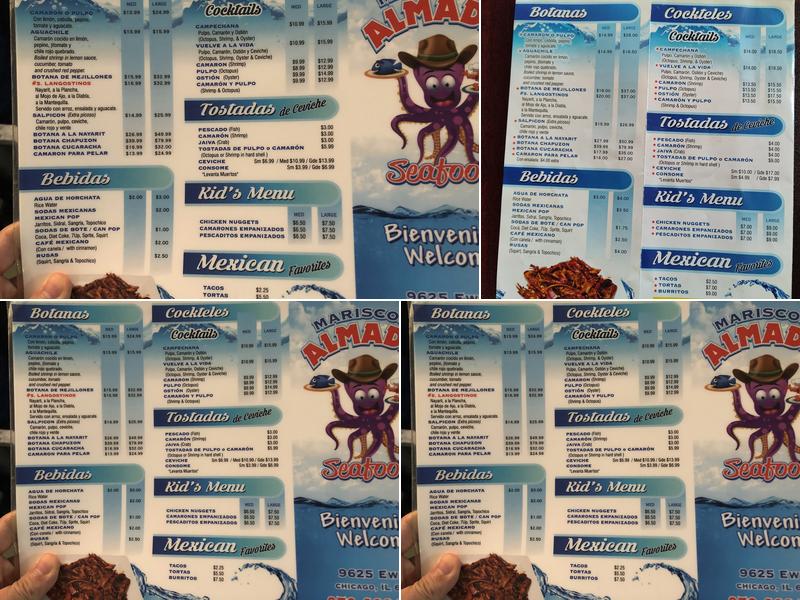 Mariscos Almada Menu