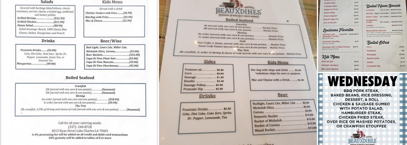 BeauxDines' Menu