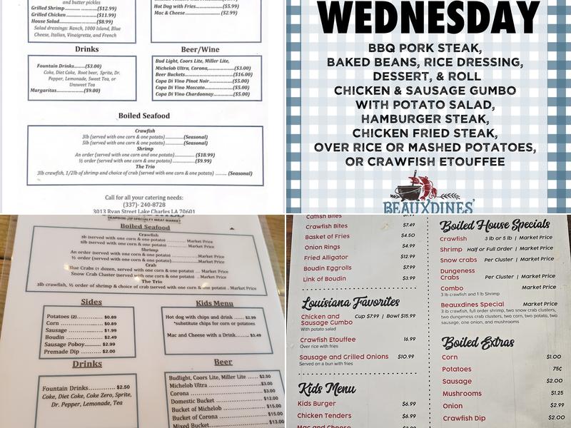 BeauxDines' Menu