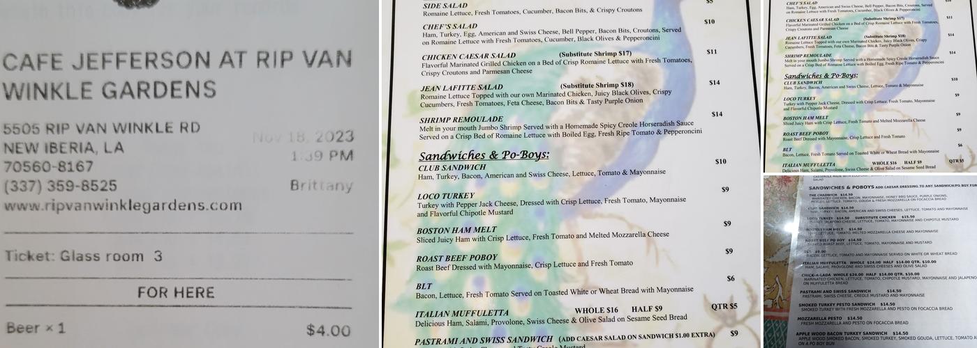 Cafe Jefferson Menu