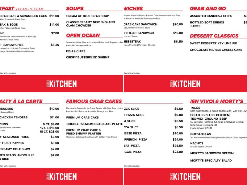 Orchid Kitchen Menu