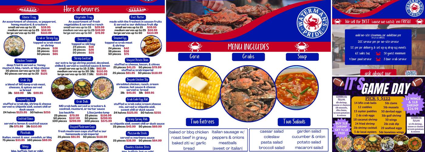 Waterman's Pride Seafood Menu