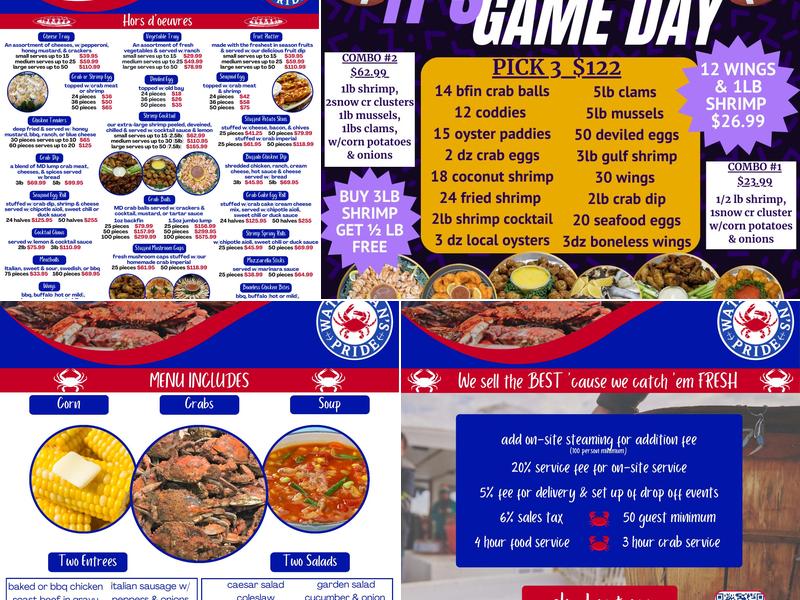 Waterman's Pride Seafood Menu
