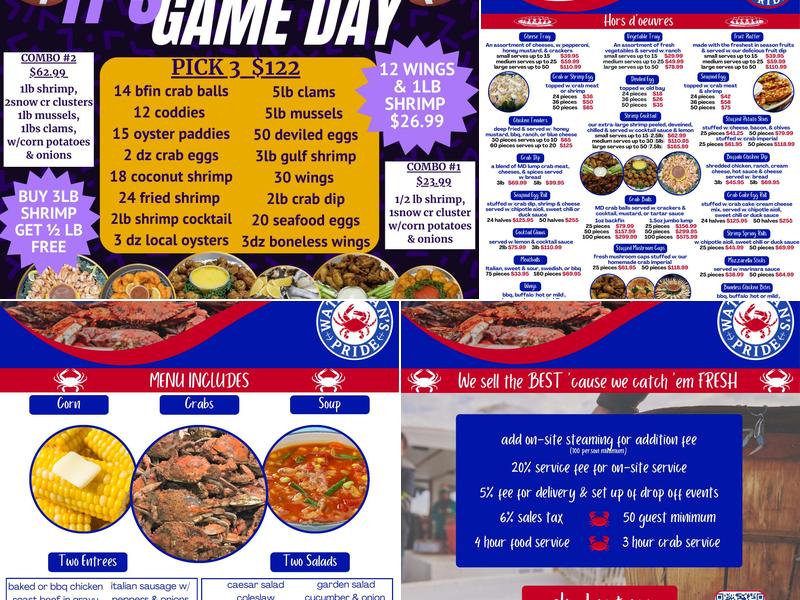 Waterman's Pride Seafood Menu