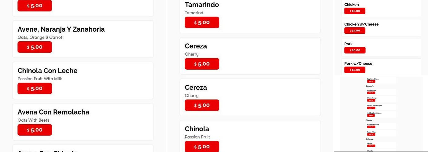 Prieto Empanadas Menu