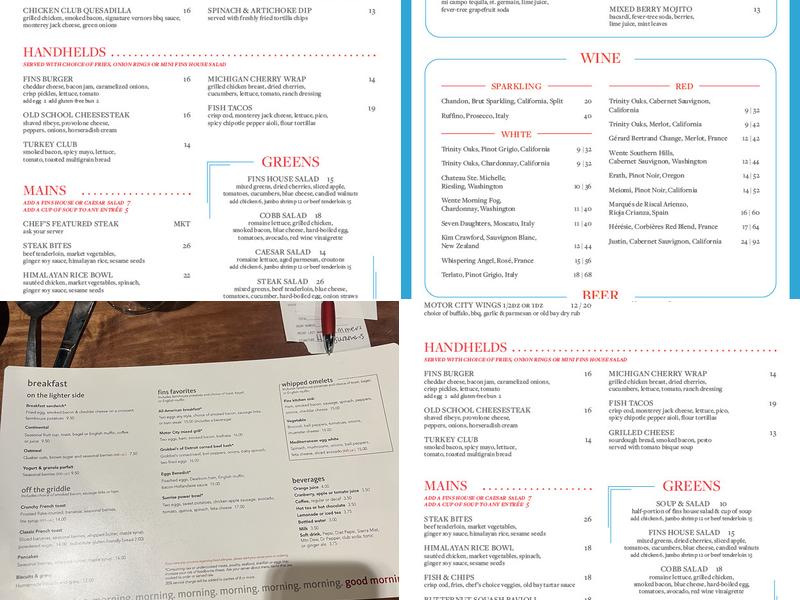FINS Kitchen & Bar Menu