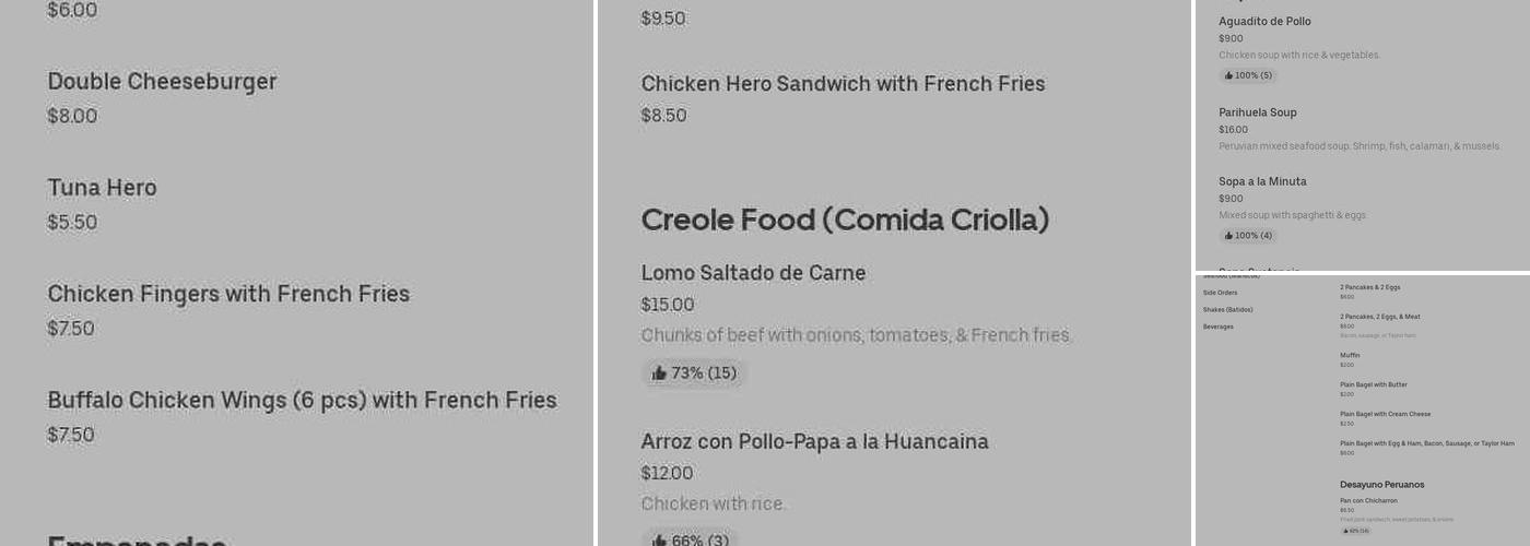 JJ Peruvian Restaurant Menu