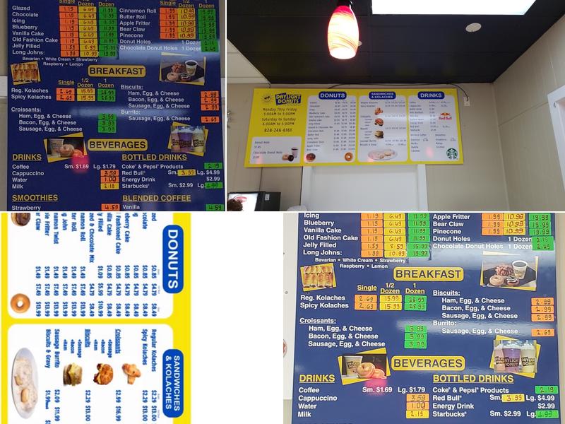 Daylight Donuts Menu