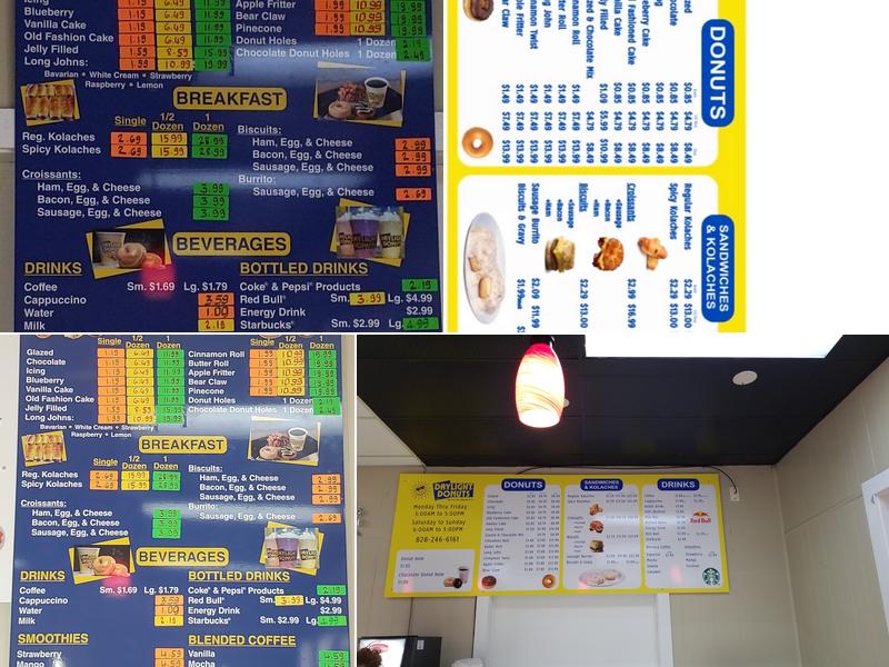 Daylight Donuts Menu