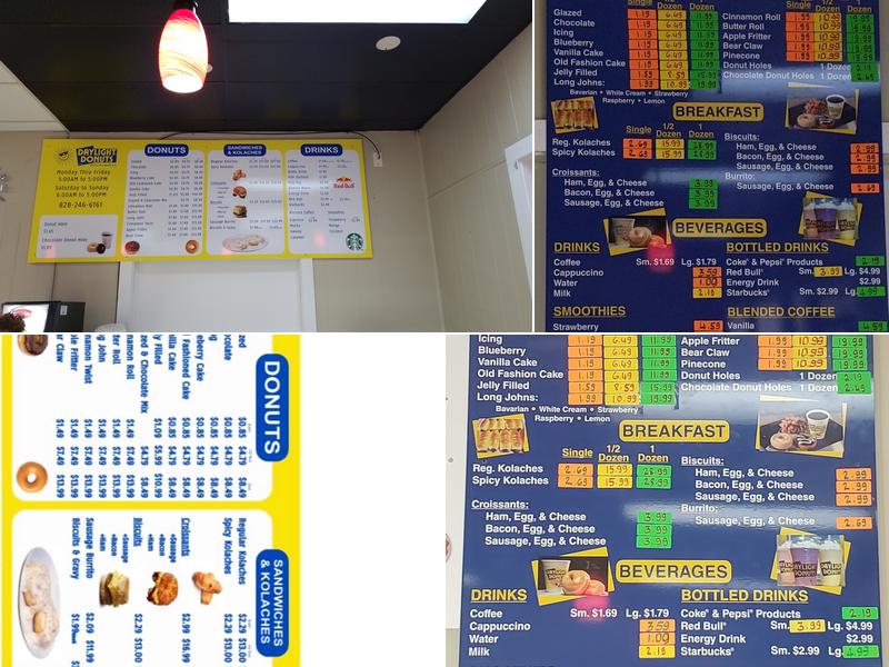 Daylight Donuts Menu