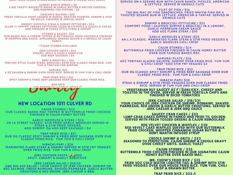 The Saucey Chef Menu