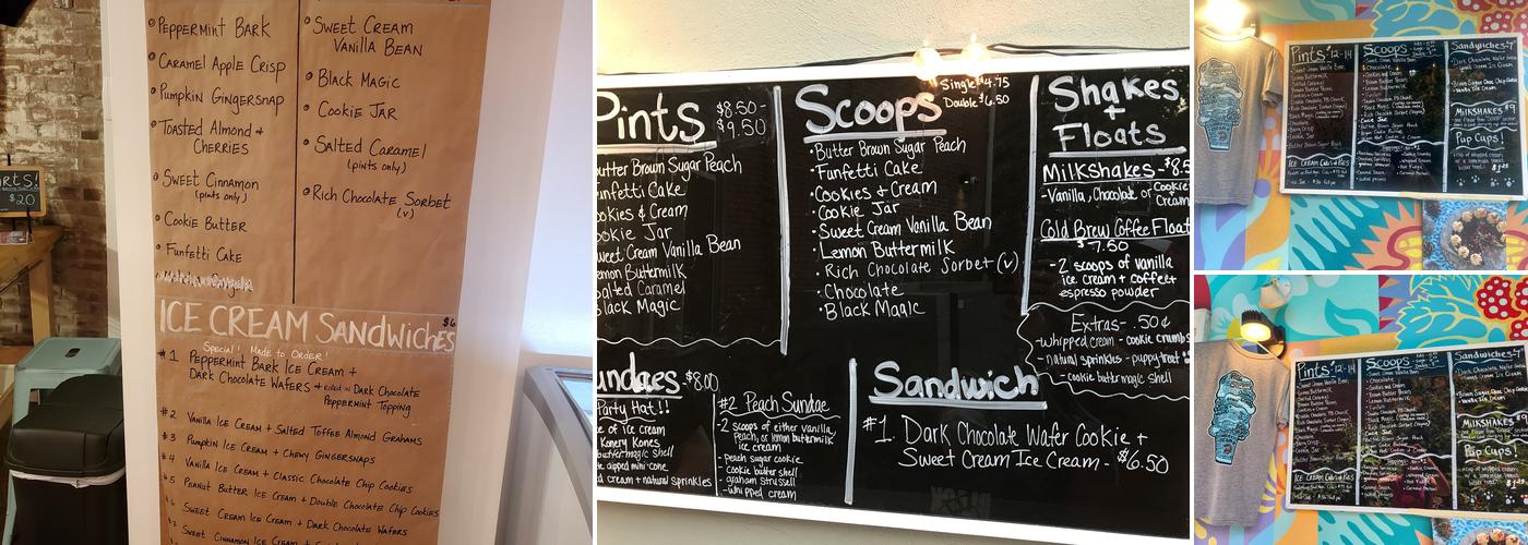 Zsa's Ice Cream Menu