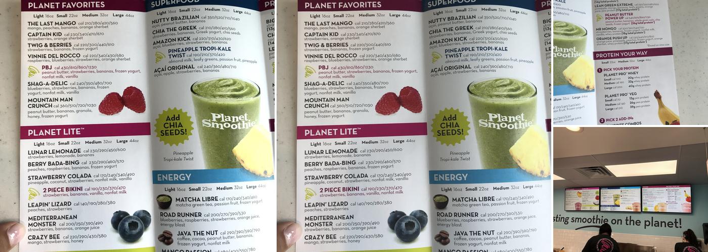 Planet Smoothie Menu