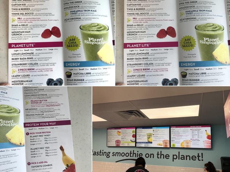 Planet Smoothie Menu