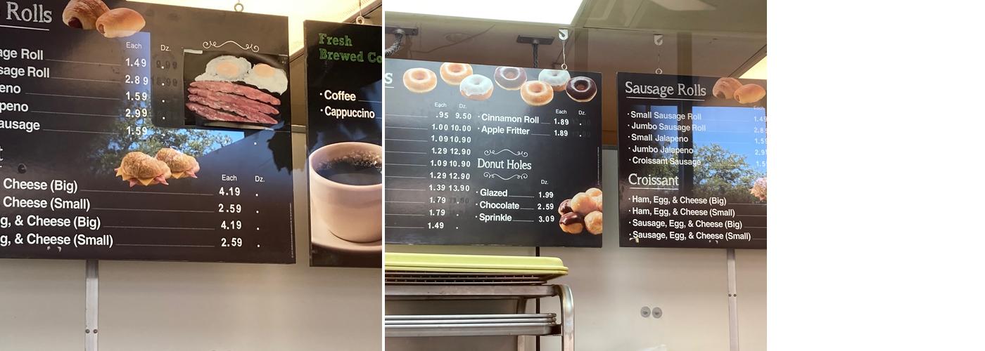 Parks Donuts Menu