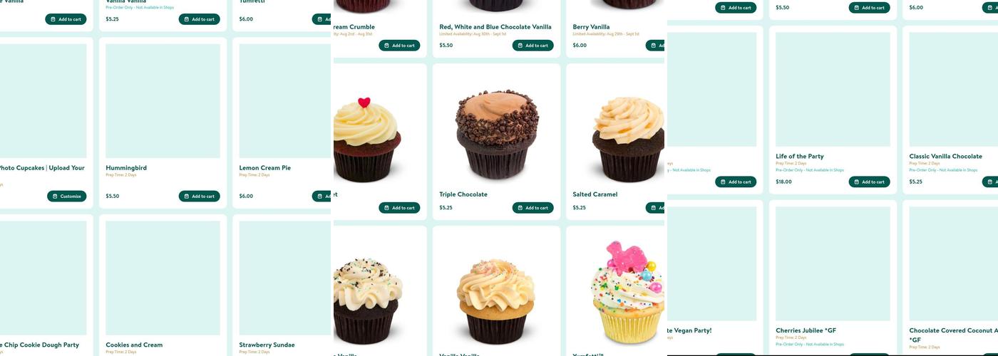 Trophy Cupcakes & Party - University Village Menu