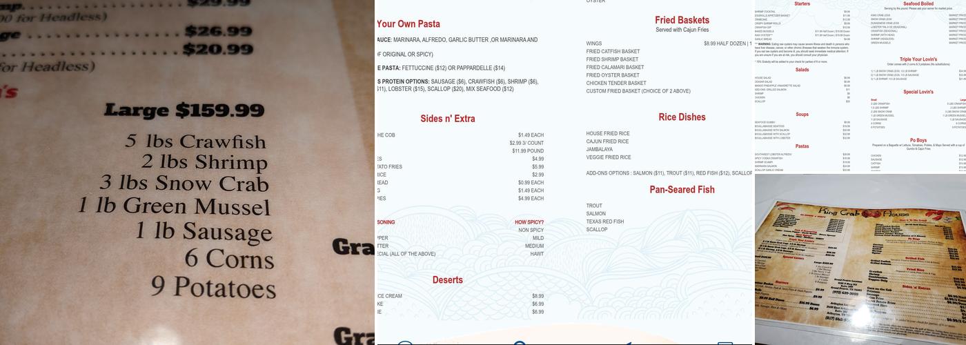 King Crab House Menu
