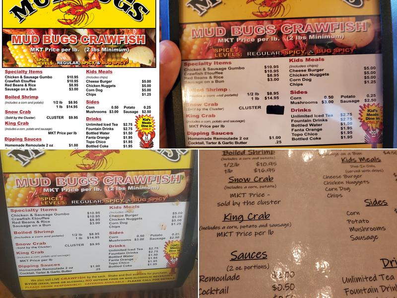 Mudbugs Menu