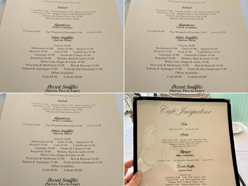 Cafe Jacqueline Menu