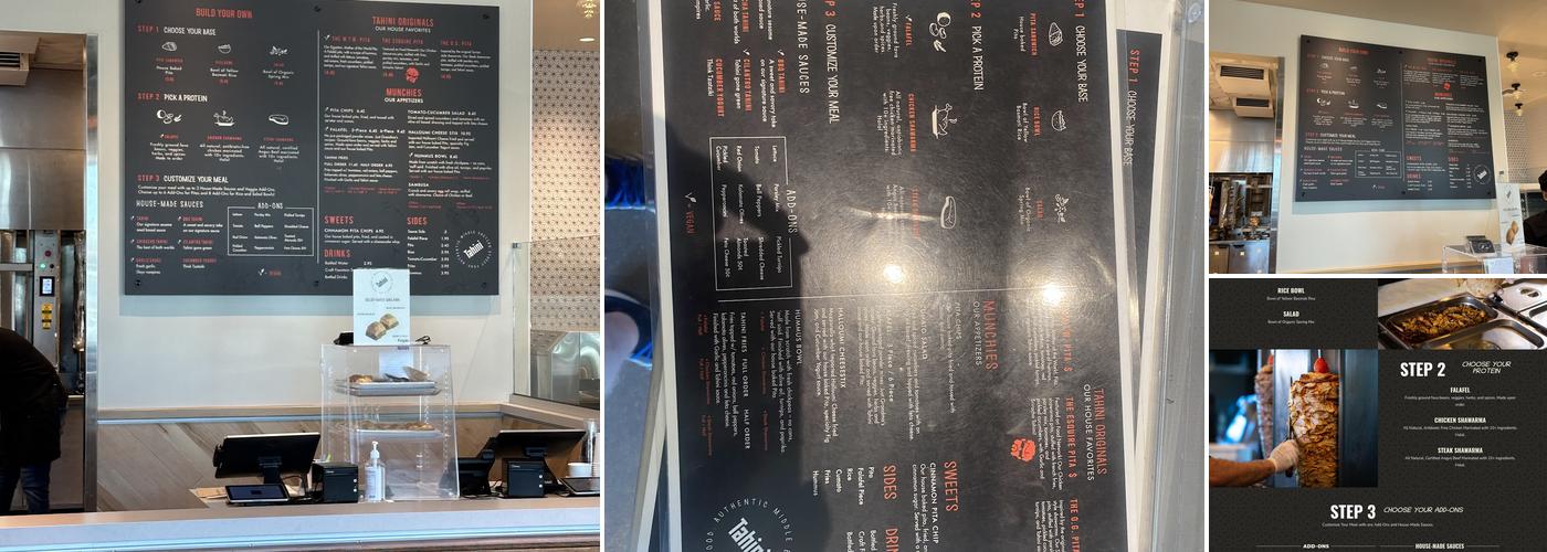 Tahini Authentic Middle Eastern Street Food Menu