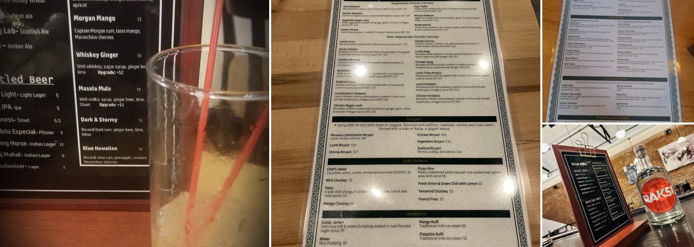 Nirvana Culinary Paradise Menu